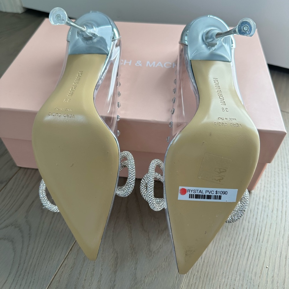 Mach Mach Double Bow PVC Clear Pumps Heels - Picture 6 of 11
